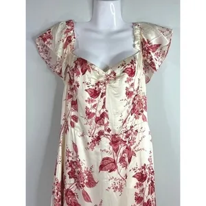 Reformation Sianna Silk Dress In Paris Floral Statin Prarie Sz. 10 NWT Coquette‎ thumbnail 3