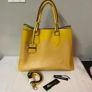 A. Bellucci Italian leather mustard‎ yellow bag B93 thumbnail 2