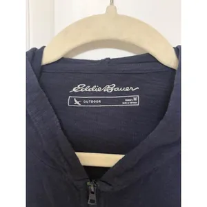 Eddie Bauer Outdoor Navy Blue 100% Cotton Ruched 3/4 Sleeve Zip Up Hoodie M thumbnail 4