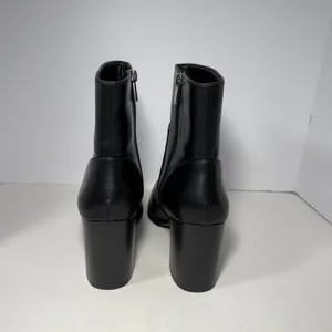 Womens Black Faux Leather Pointed Toe Block Heel‎ Ankle Boots Sz 9 Zipper Bootie thumbnail 6