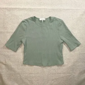 WAYF | Sage Green Short Ribbed Crop Top | Small thumbnail 2