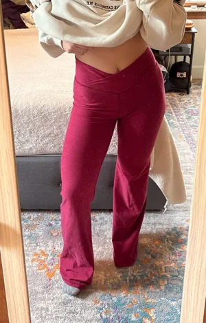 Abercrombie & Fitch YPB (your personal best) Red Marl Crossover Flares thumbnail 1
