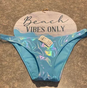 Aerie Iridescent Blue Bikini Bottom thumbnail 1
