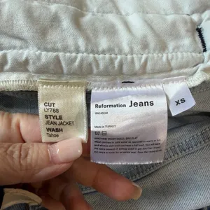 Reformation Jeans Jacket Women XS Blue Tahoe Light Wash Denim Button Front thumbnail 9