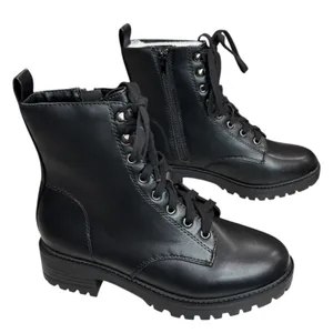 Soda Combat Ankle Boots Womens 8 Black Faux Leather Lace‎ Up Chunky Y2K Grunge thumbnail 4