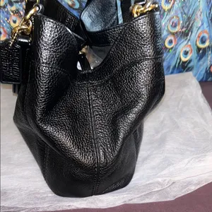 Coach Lexy Black Pebbled Leather Shoulder Bag thumbnail 6