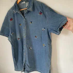 Bobbie Brooks Vintage Denim Button Down Shirt Top Embroidered Cotton Size 18/20W thumbnail 5