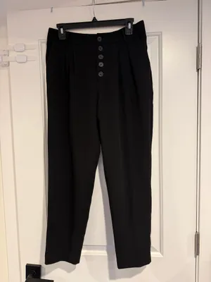 Anthropologie Sasha Button Fly Pockets High Rise Black Taper Women's Pants US 4 thumbnail 6