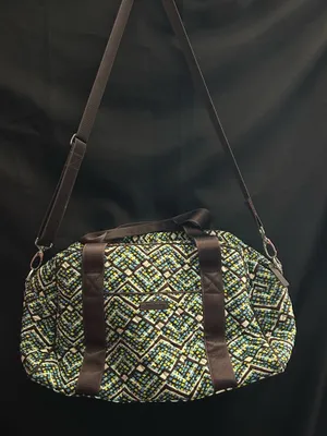 Vera Bradley Rainforest Geometric Multicolor Duffel Bag with Brown Straps thumbnail 2