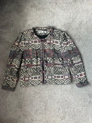 Zara Jacquard Jacket Cardigan Medium thumbnail 2