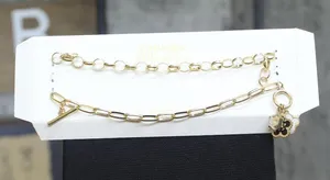 NWT Catherine Malandrino 2 Faceted Charm Chain Link Bracelets Gold Multi 7.5" thumbnail 1