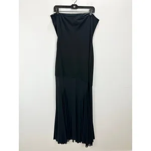 Lulus Elaris Black Mixed Media Strapless Maxi Dress Formal Evening Minimalist XL thumbnail 10