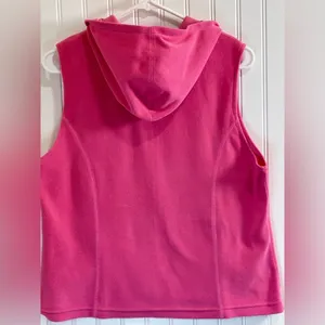 L.L. Bean Hooded Fleece Vest Pink SIZE M. thumbnail 2