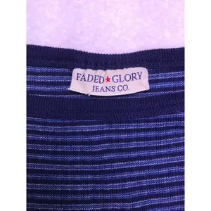 Vintage Faded Glory Maxi Dress Women L‎ Blue Striped Sleeveless Ribbed Knit Y2K thumbnail 2