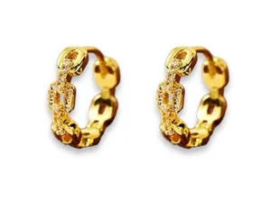 17mm Small Yellow Gold Color Hoop Earrings for Women thumbnail 4