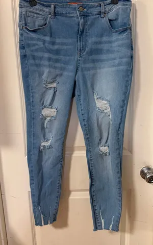Wax Jean Light Blue Distressed Skinny Jeans thumbnail 1