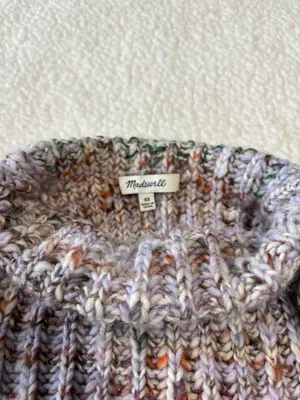 Madewell Rayner Chunky Marled Orchid Mock Neck Cable Knit Winter Sweater Size XS thumbnail 5