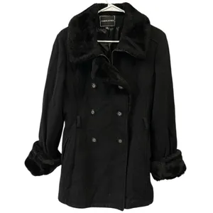Wool Vintage Fairweather pea coat faux fur trim Says 14 Fits Like Womens Medium thumbnail 3