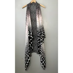 Sheer Asymmetrical Duster Size S M Black Pink Polka Dot Artsy Drape Flowy Chic thumbnail 3