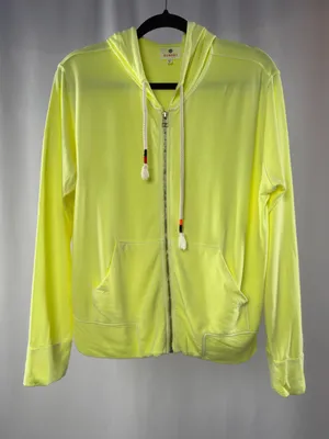 Sundry Lightweight Full Zip Hoodie in Neon Yellow Size 0 or XS thumbnail 1