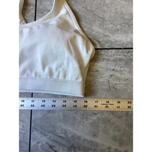 Halara White Racerback Sports Bra XL Mesh Detail Padded Hook Eye Closure Active thumbnail 4