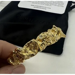 Amber Sceats Emery Cuff‎ Bracelet Crushed Metal Design 24k Plated thumbnail 2