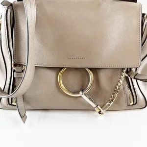 Chloé Faye Leather Crossbody Day Bag Purse Motty Grey thumbnail 3