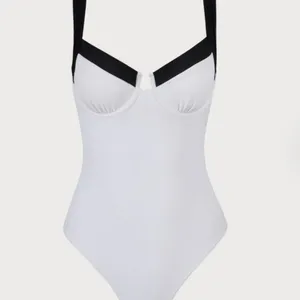 Berlook White Contrast Trim Knotted One-Piece Swimsuit 45 thumbnail 6