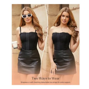 NWT Popilush Lace Corset Bustier Shapewear Top Detachable‎ Straps Black L thumbnail 2
