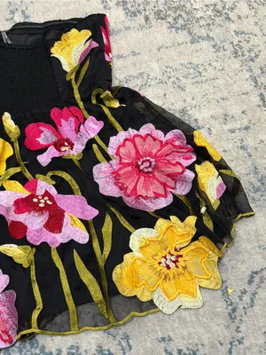 By Anthropologie Strapless Floral Organza Mini Dress Petite Medium thumbnail 7