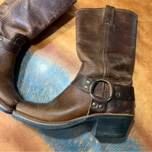 Vintage Frye 12R Brown leather Harness Boots USA Cowgirl size 6 thumbnail 15
