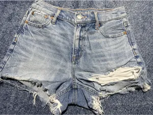 American Eagle Light Wash Distressed Denim Shorts thumbnail 2