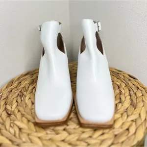 NWT Free People Shoes Brady Buckle leather white Bootie Cut Out ankle boots thumbnail 6