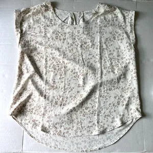 Olive and Oak leopard print top Large ivory cream pink round neck thumbnail 1