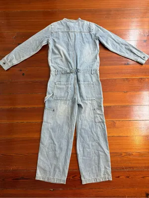 Sundance Free People x Sandrine Rose Denim Boiler Suit Utility Jumpsuit Sz M 🧡🍄 thumbnail 10
