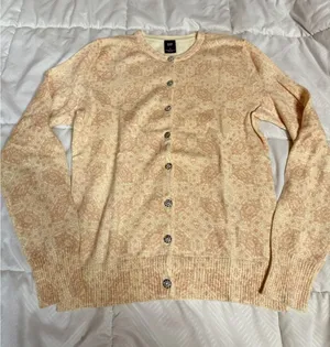 VINTAGE Gap Wool Angora Cardigan Sweater Women S Cream‎ Rhinestone A1-0031 thumbnail 1