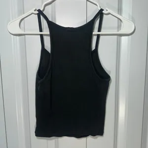Skims Cotton Ribbed Tank Womens Medium Black Racerback Sleeveless Crop Top Basic thumbnail 3
