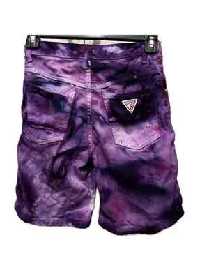 90s • Vintage Guess Jean shorts • custom tie dyed • psychedelic • festival party thumbnail 2