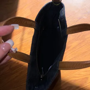 Denim handbag with Tan Handles Blue thumbnail 2