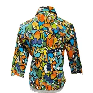 VTG Mirror Image Wearable Art Fitted Button Front Colorful Abstract Jacket - L thumbnail 4