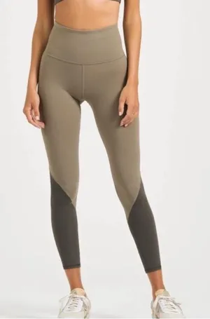 Vuori High Rise Colorblock Studio Leggings in Oregano Olive thumbnail 1