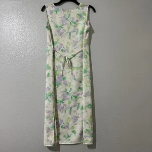 Sag Harbor Midi Dress Sz 6P 6 Petite Pastel Floral Sleeveless Tie Back thumbnail 5