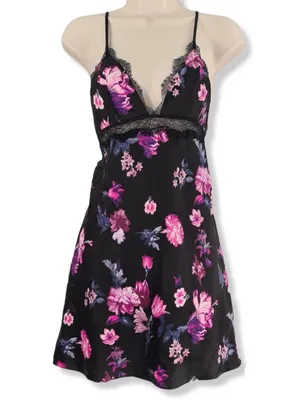 Victoria’s Secret Floral Satin Slip Chemise XL Lace Babydoll Lingerie Dress thumbnail 3