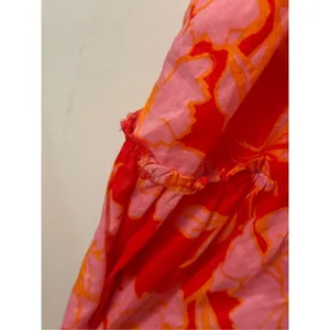 Karlie Red Pink Combo Floral Smocked Midi Dress S thumbnail 4