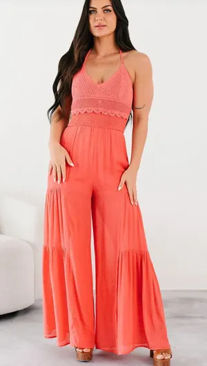 Nana Macs Halter Crochet Jumpsuit thumbnail 1