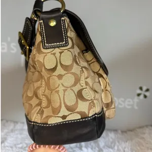 y2k COACH Black Brown Khaki Signature Legacy Flip Turnlock thumbnail 4