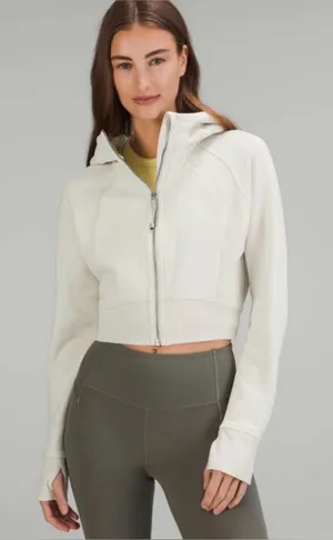 Lululemon Scuba Full-Zip Cropped Hoodie Size 8 Bone Athleisure Lounge Minimal thumbnail 1