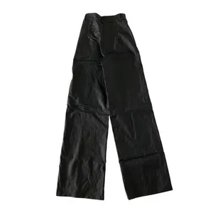 Faux Leather Pants Womens XS Black Wide Leg High Rise Stretch Y2K Sexy thumbnail 5