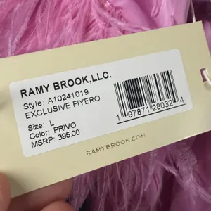Ramy Brook Faux Feather Trim Halter Top Womens L Pink Fiyero Party Blouse NWT thumbnail 7