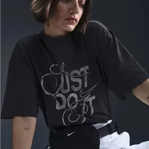 Nike‎ black oversized rhinestone bling tee Just do it medium thumbnail 4
